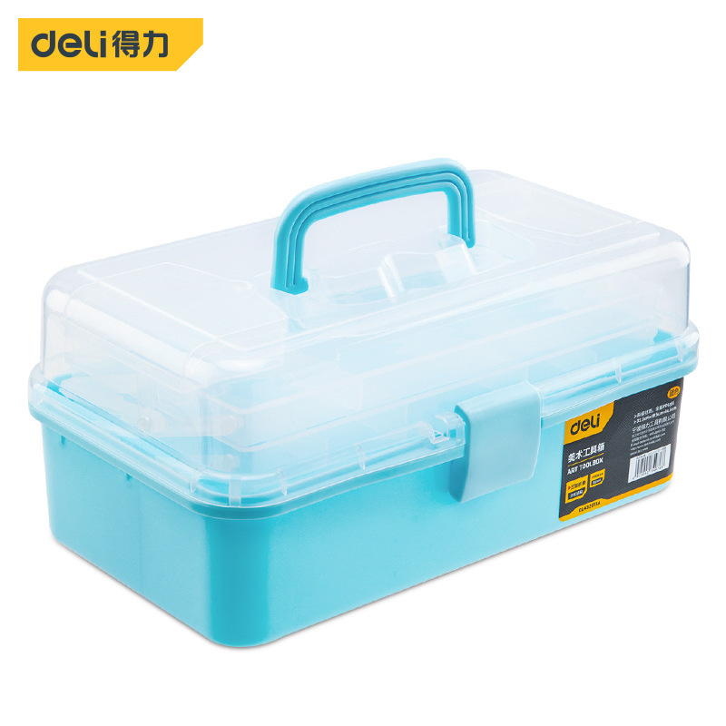 Deli Art Tool Box Watercolor Paint Satchel Storage Box Three-Layer Transparent Plastic Box Dl432013A B Deli Art Tool Box Watercolor Paint Satchel Storage Box Three-Layer Transparent Plastic Box Dl432013A B