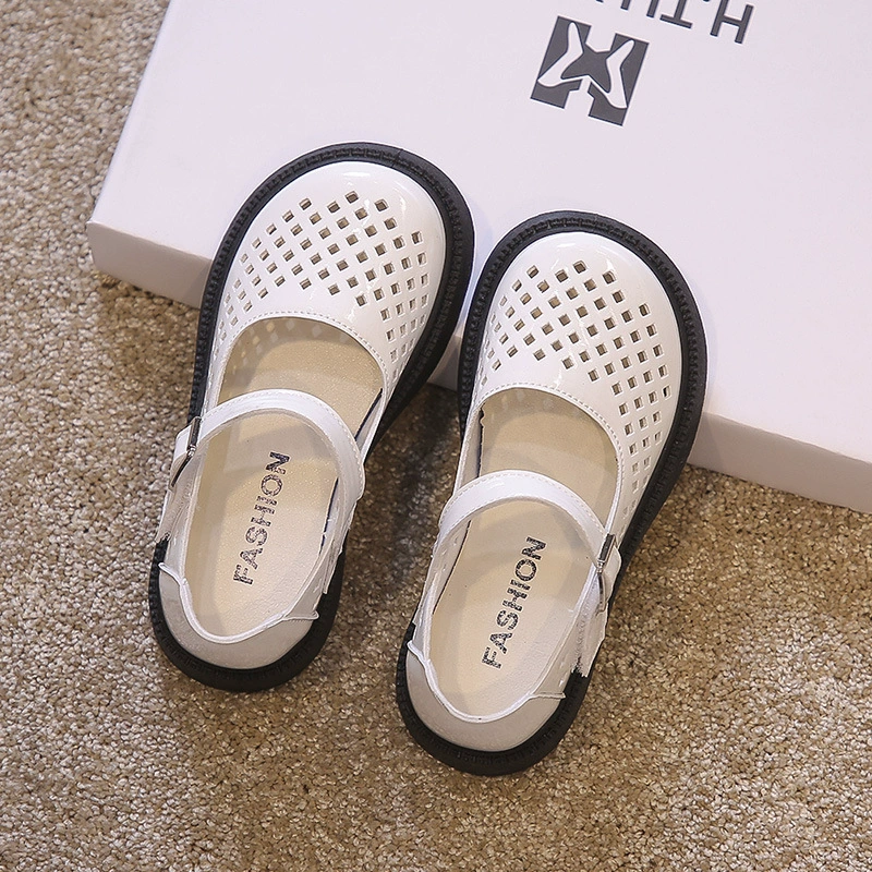 Детские сандалии с мягкой подошвой, дышащие кожаные туфли, новинка весна-лето 2025, туфли принцессы, закрытые сандалии для девочек в японском стиле