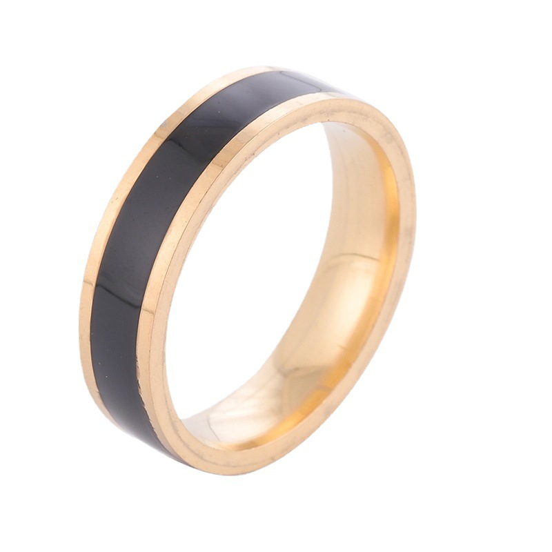 Edelstahlring Damen Nische High End Ins Style Damen All Match 6mm breiter Titanstahl schlichter Ring Ring Tropfkleber_voghion.com
