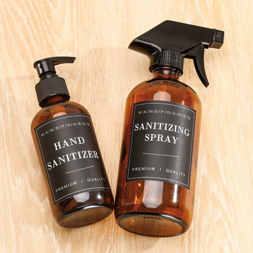 Cross-border minimalist black bathroom can storage label liquid soap glass bottle soap dispenser waterproof self-adhesive sticker