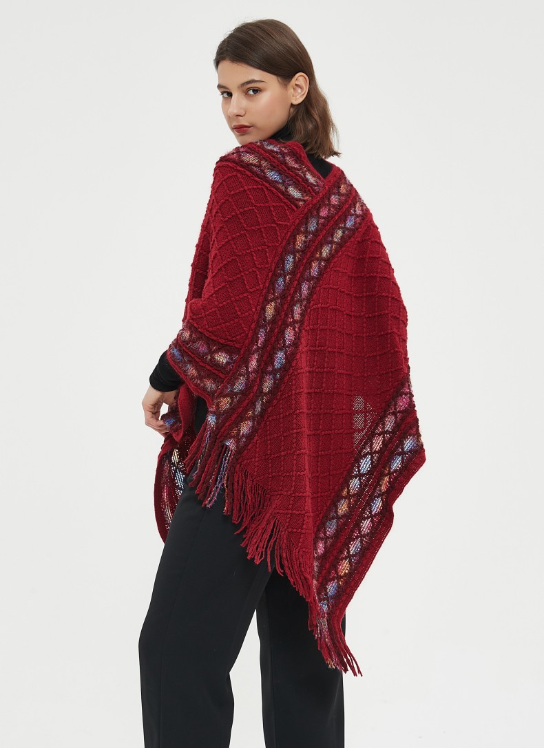 Mantella unisex vintage in maglia tinta unita in stile etnico_voghion.com