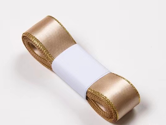 En stock venta al por mayor 2,2 borde dorado cinta regalo de cumpleaños pastel embalaje cinta arco flor regalo