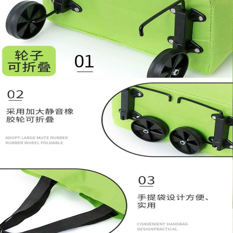 Portable grocery cart small pull cart household foldable backpack shopping hand-pull cart push cart light belt wheel household