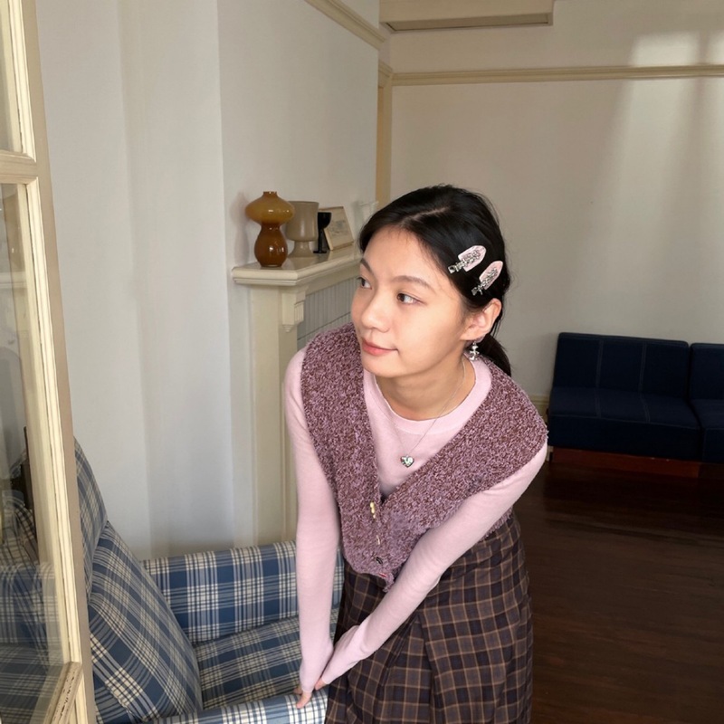 Tagi.金属鼓鼓小花边夹无痕鸭嘴夹刘海夹发卡可爱发饰发夹头饰|undefined