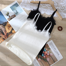 秋冬保暖内衣女纯色加绒加厚打底衫蕾丝边女士防寒吊带马甲背心