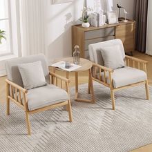 北欧阳台小户型家用客厅原木日式双人三人实木布艺小沙发简约现代