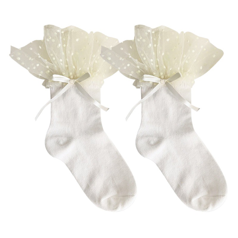 Niños lindo Lolita encaje arco pila calcetines hotmoon malla estrellado encaje bebé calcetines de algodón