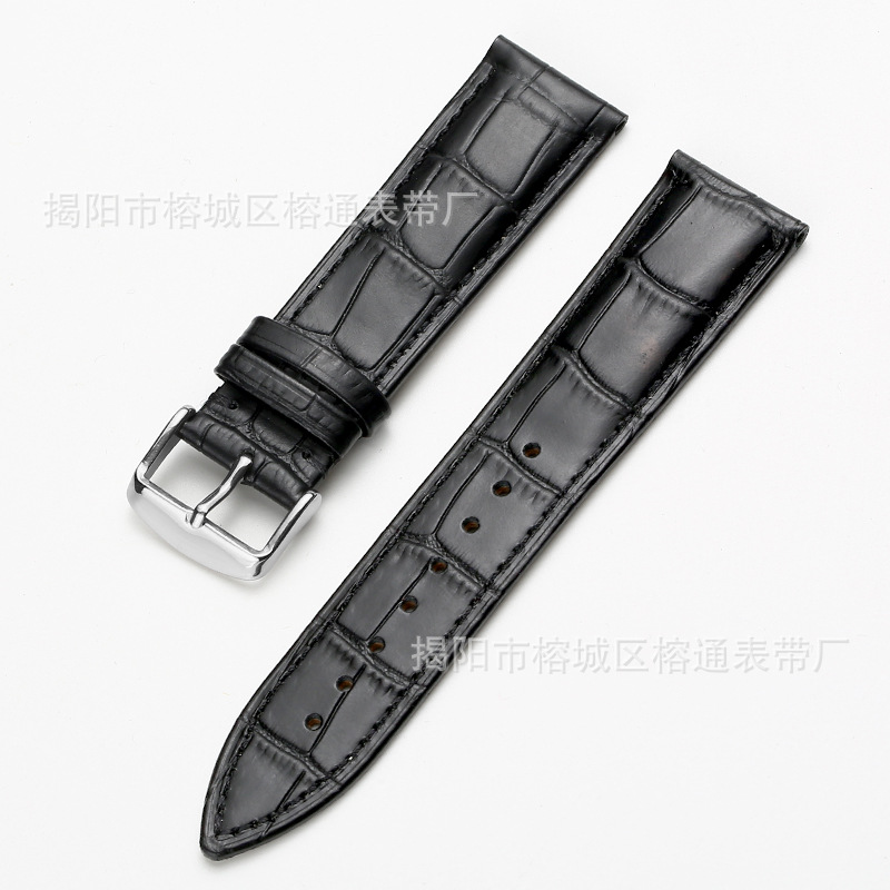 Suministro directo de fábrica primera capa de piel de vaca hebilla de reloj correa de bambú raya multi-color opcional hombres y mujeres 12 -- 24mm