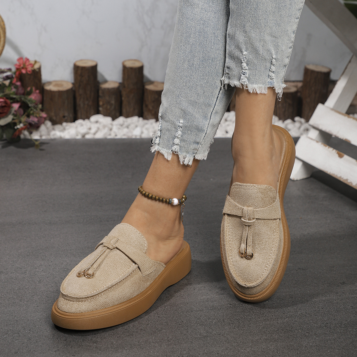 Half Length Plus Size Women's Slippers, Fashionable, Versatile, Flat, Comfortable, Thick Soled._voghion.com