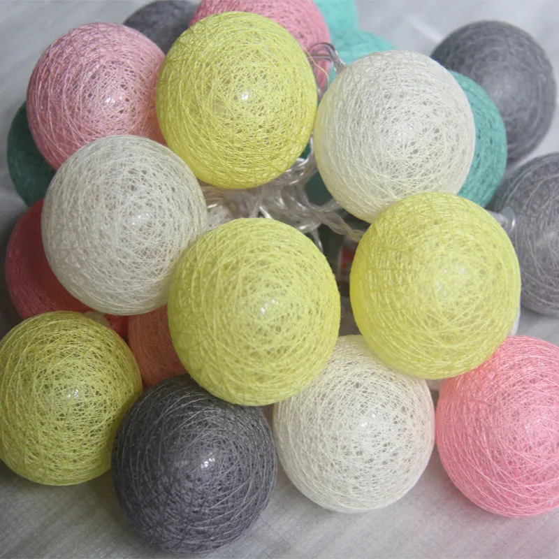 Cordón de bola de algodón ins viento macaron luz decoración de la habitación de los niños de Navidad USB decoración de la tienda de campaña al aire libre sala de estar