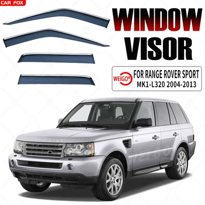 Range Rover Sport Window visor (Rain shield) - standard-packaging-range-rover-sport-mk1-l320-2004-2013-kb-with-bright-strips-rain-shield