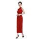 New Chinese Red Open Shoulder Neck Engagement Cheongsam Spring and Summer 2025 New Entry Luxury Niche Daily Bride Toast Clothes