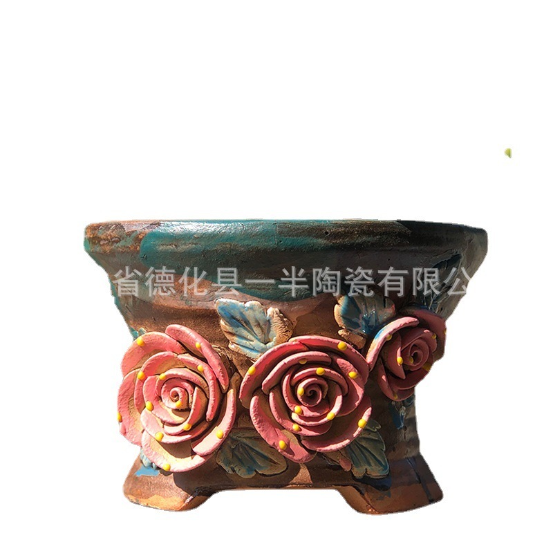 新商品韓国式麦飯石多肉植木鉢つまみ花あじさい創意大口径丸口粗陶陶磁器肉植物|undefined