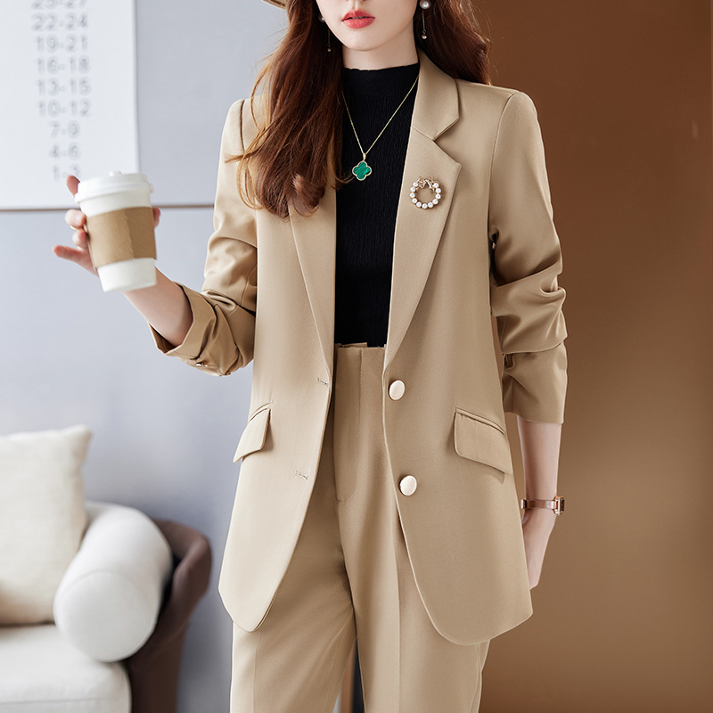 Khaki autumn classic suit jacket