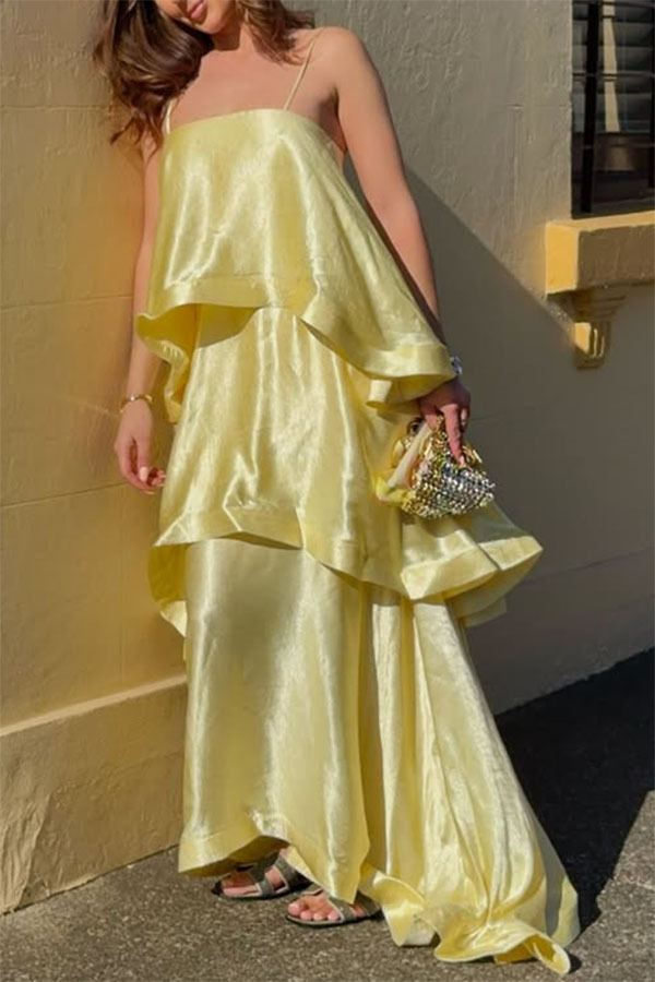 Robe-débardeur en satin pour femme, plusieurs couches, style décontracté et ample, nouveauté printemps-été_voghion.com