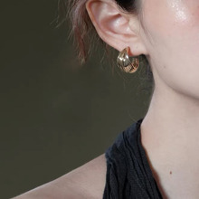 【午后剧场】法式咖啡金半圈耳环女小众设计高级耳饰耳钉2025新款