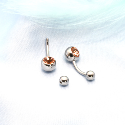 New stainless steel inlaid fine zircon European and American style belly button nail human body piercing jewelry anti-allergic belly button ring