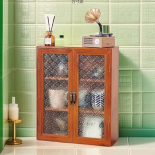 Retro Style Desktop Wooden Sundry Storage Cabinet Storage Box Multi-Functional Household Solid Wood Multi-Layer Cosmetics Storage Box