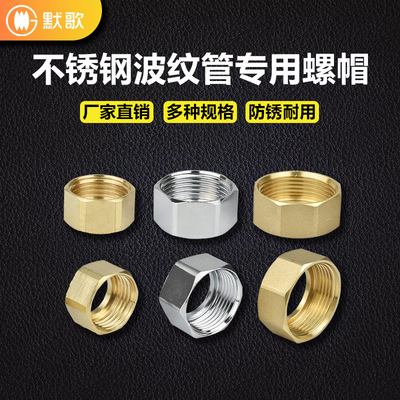 4分304帽母6分1.2寸不鏽鋼波紋管銅六角螺絲帽水管英制配件連接頭