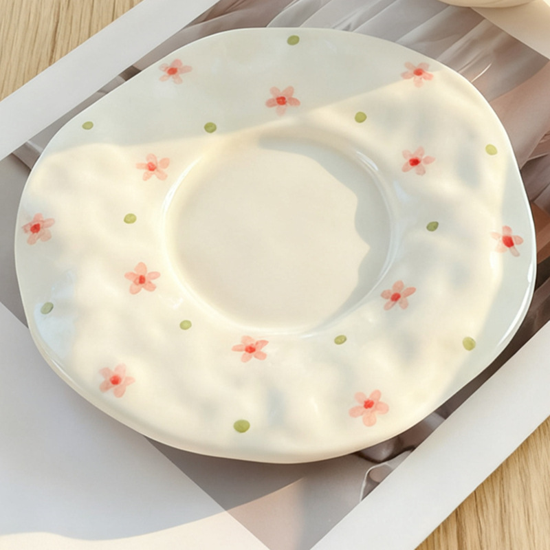 Esmalte coreano pintado a mano taza de café de cerámica con platos de alto valor de marca de rayas de taza de agua de lattes