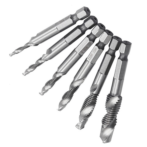 Hexagonal handle machine spiral tap for drilling and chamfering integrated tapping m3-m10 set high-speed steel composite tap
