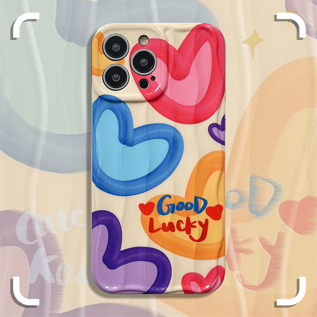 Xiaozhong ins pintura al óleo color amor aplicable iPhone13 funda para teléfono móvil 15ProMax Apple 14P femenino 12 nuevo