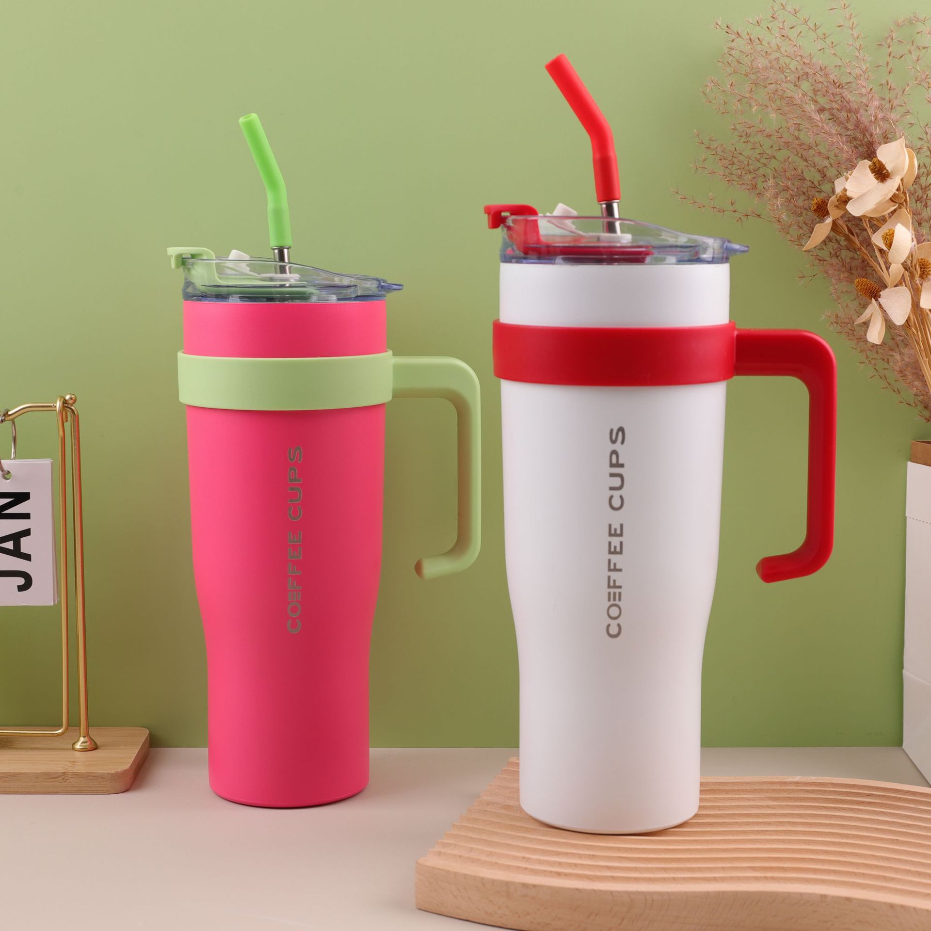 Transfronterizo nuevo Big Mac 40oz304 taza de acero inoxidable taza de aislamiento de gran capacidad mango de paja taza de hielo