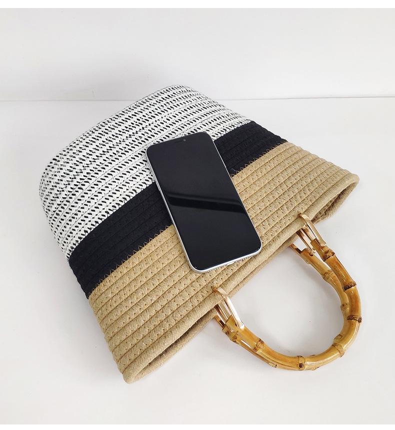 1450g Weight Weave Fashion Element Open Closure Type Top Handle Strap Type beach bag Bags Type Holiday, Travel Occasion Straw Material Color Block Pattern All Seasons Season Women's Gender Beach Style Bucket Shape Medium Size Women's Medium Straw Color Block Beach Weave Bucket Open Beach Bag