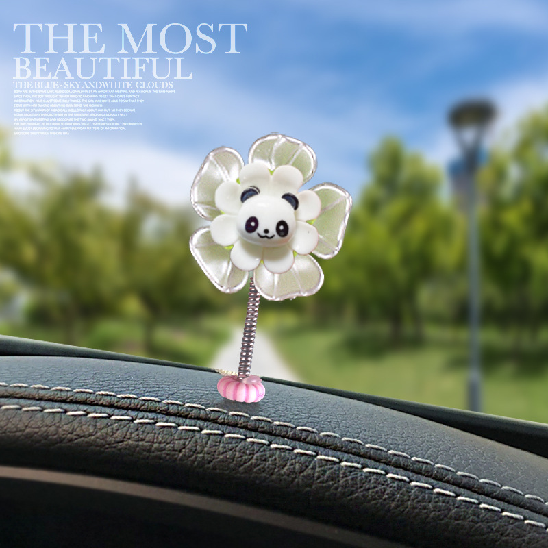 [Explosión] Douyin nuevo adorno de coche flor de cabeza sacudida pequeño animal adorno de coche adornos de primavera lindo panda