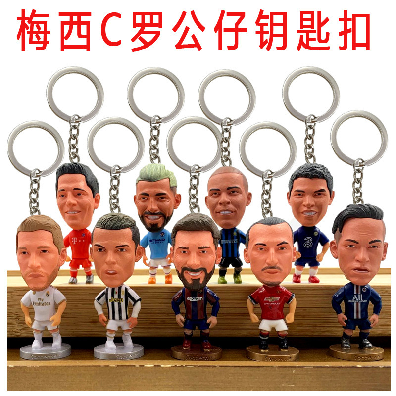 Messi Crow Figure Keychain Hanging for Van Dijk Salahrooney Mueller Buffon Football Doll Keychain
