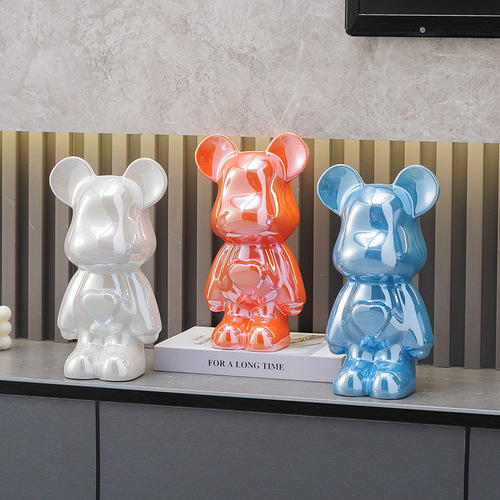 Violent Bear Ceramic Cartoon Figurine, Electroplated Home Decor for Living Room & TV Cabinet—A Trendy Online Favorite, Plus a Creative Piggy Bank