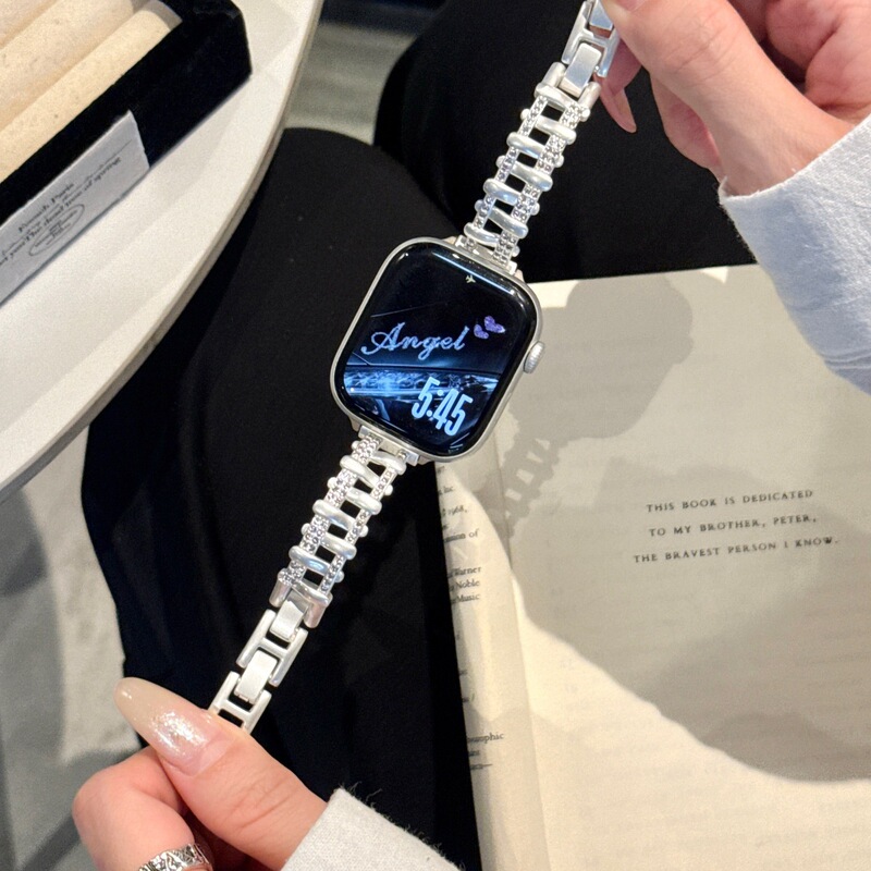 iWatch Slim Watch Strap Suitable for S11 Generation Apple Watch Applewatch987Se Flash Diamond Metal Xiaomi 10