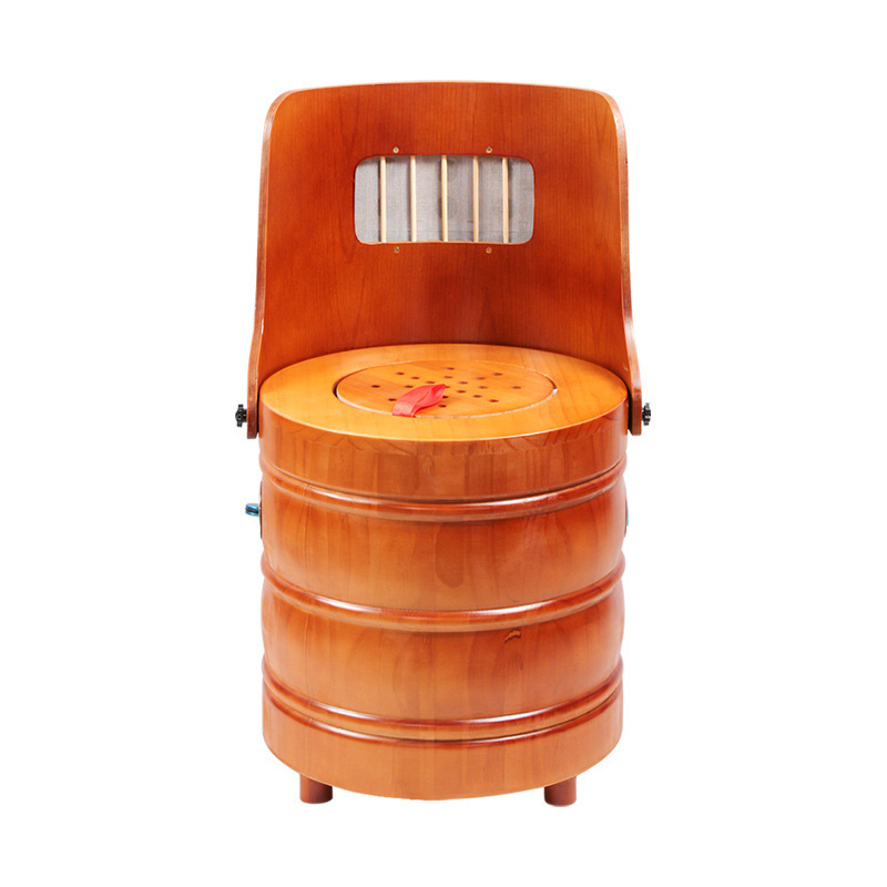 Foldable Wooden Moxibustion Chair Smokeless Sitting Moxa Stool Home Warming Tool in use