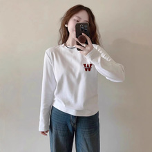 白色内搭纯棉长袖t恤女2025新款秋冬季高级感打底衫小个子上衣服