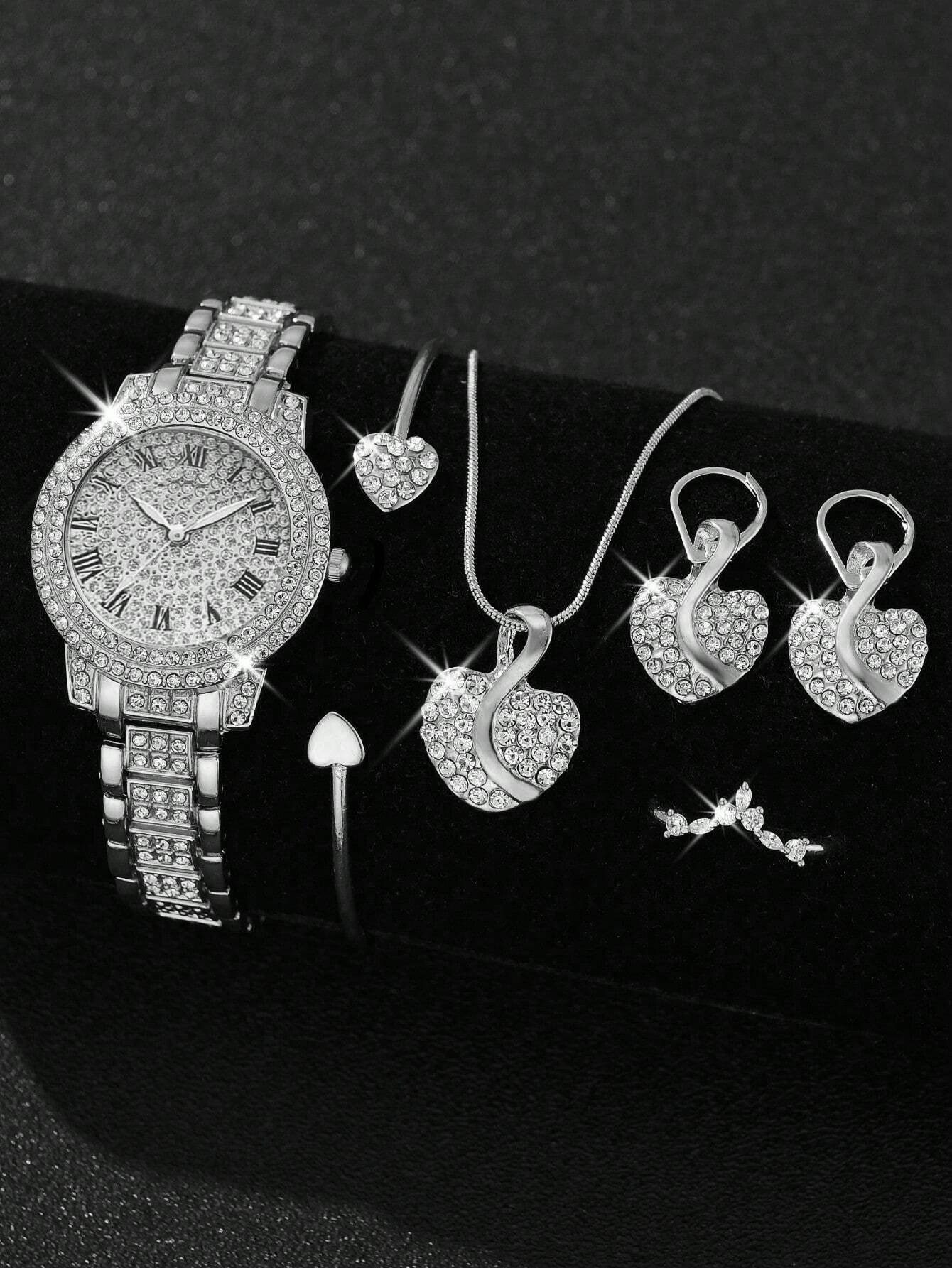 Explosiones transfronterizas Jubabo con diamantes para mujeres reloj conjunto de moda alta sensación romana reloj de cuarzo reloj de pulsera image 7