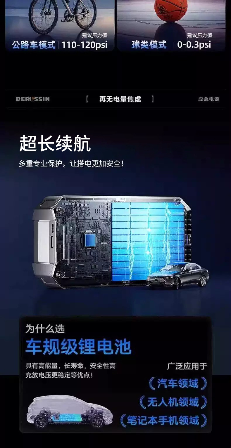 Multifunctional Vehicle-Mounted Air Pump All-In-One Device for Quick Inflation and Deflation of Tires, with Preset Tire Pressure Settings, and Emergency Car Jump Starter Power Supply