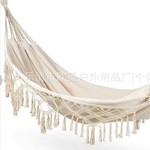 Bohemian White Hammock Anti-rollover Foldable Princess Style Camping Patio Hammock Outdoor Tassel Swing