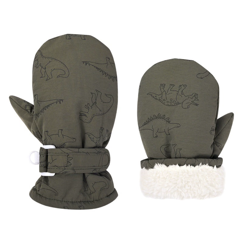 Оптовая продажа, детские перчатки, теплые перчатки для мальчиков и девочек, холодные перчатки с мультяшным принтом динозавров, игровые зимние перчатки на флисовой подкладке