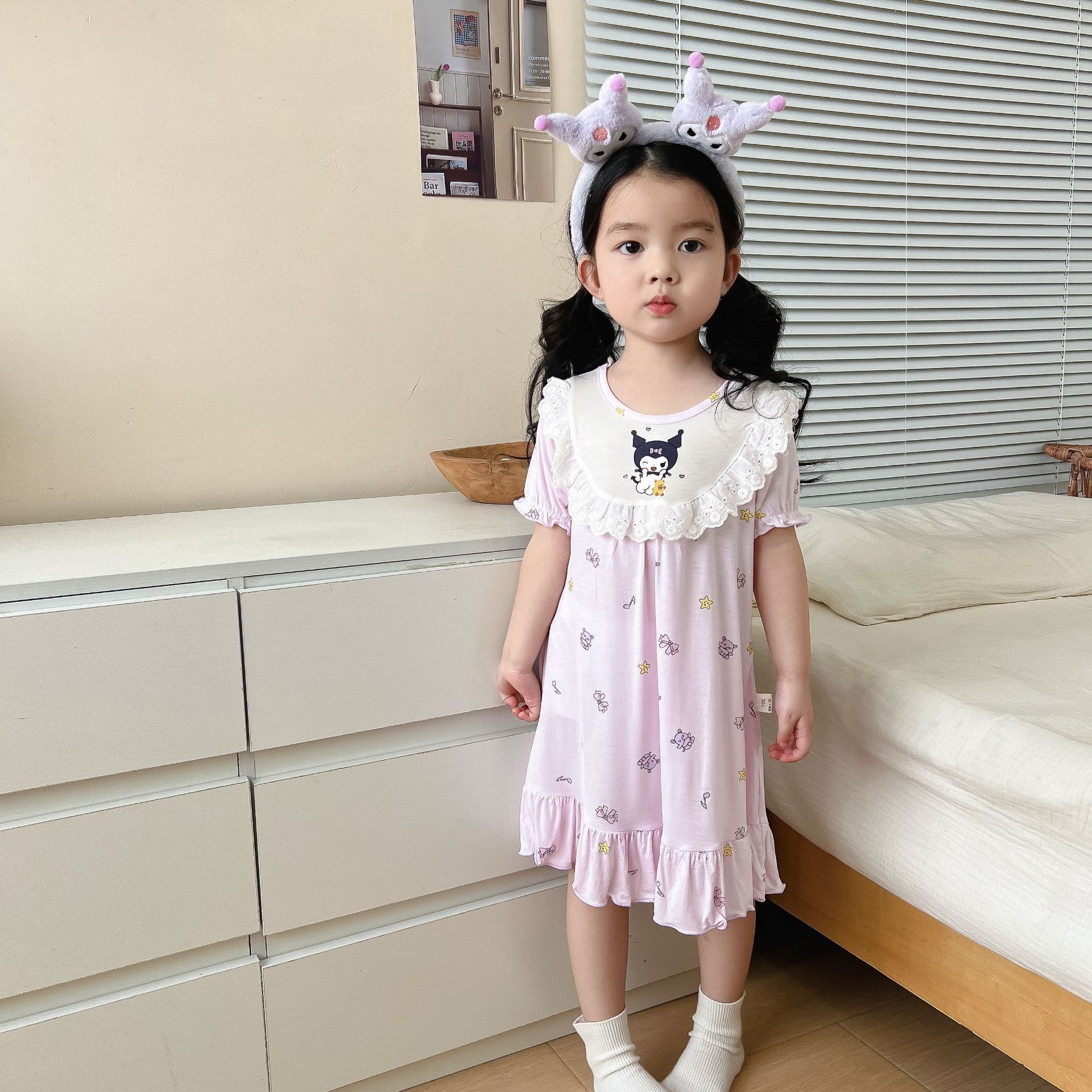New Summer Girls Dress Children Baby Lace Princess Dress Summer Home Dress Short Sleeve Nightdress dress