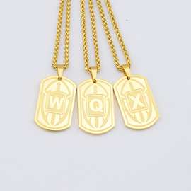 跨境电商货源热销橄榄球十字架吊坠项链 钛钢军牌长项链不掉色