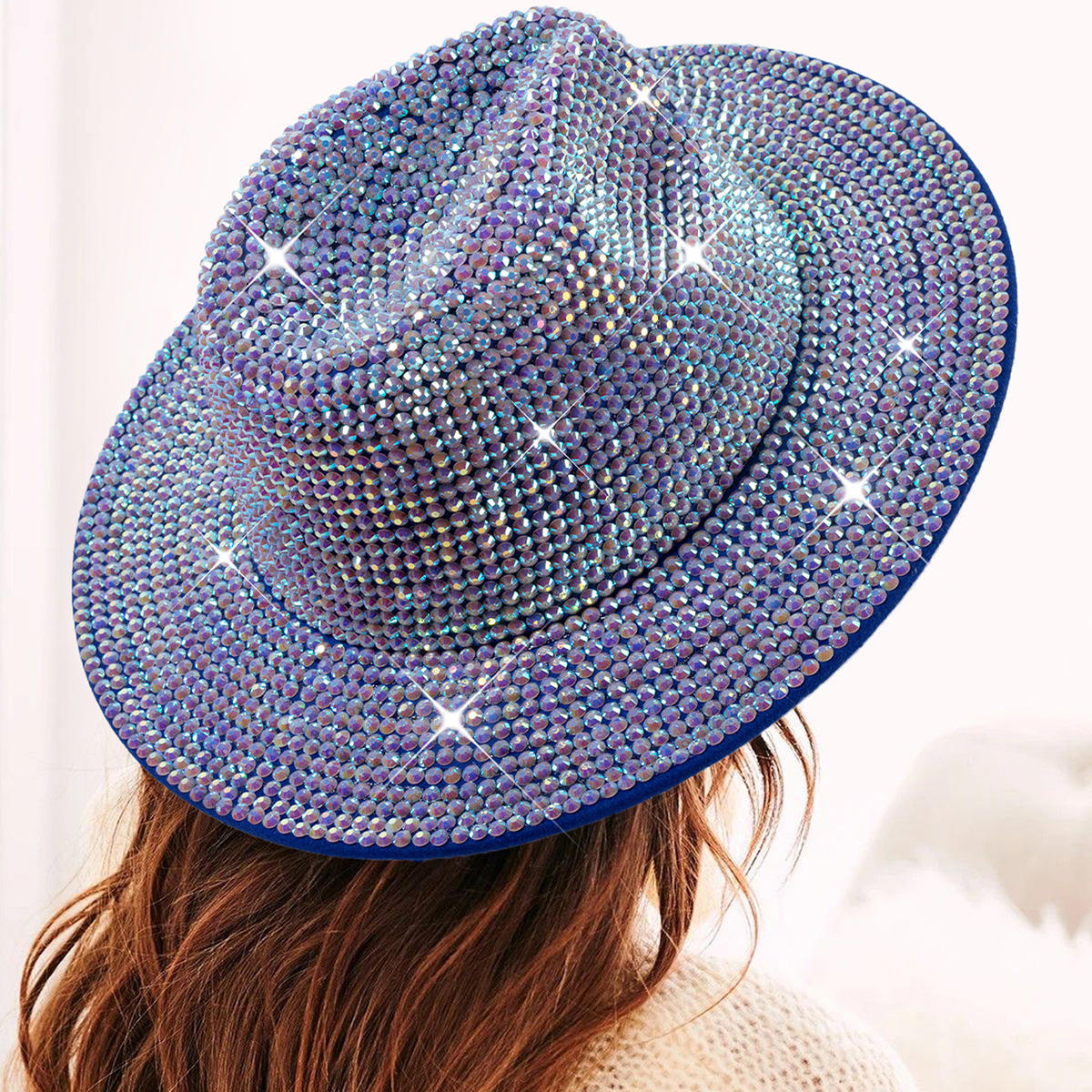 Diamante transfronterizo sombrero de vaquero rhinestone brillante láser sombrero fiesta de baile rendimiento diamante sombrero de jazz