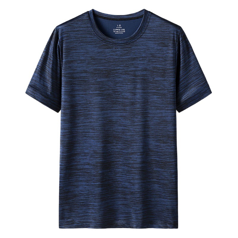 M-8XL más el tamaño de los hombres de cuello redondo Camiseta de manga corta Verano de secado rápido sudor absorbente transpirable deportes casual hielo seda camiseta moda