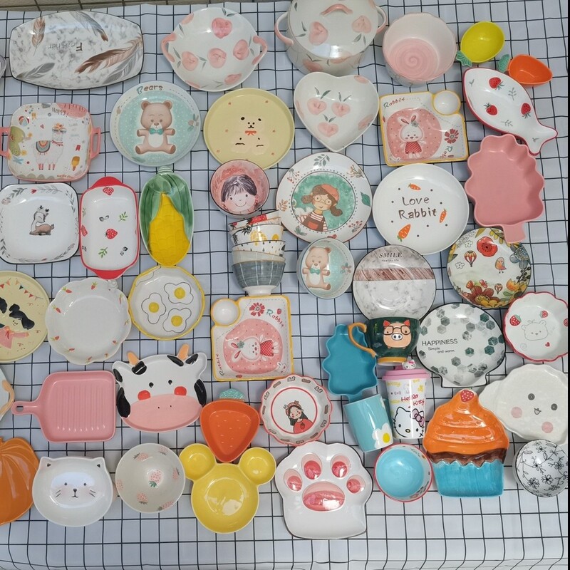 Tableware Blind Box 50 Pieces 200 Yuan Plates and Dishes Moving House Complete Household Tableware Popular Ceramic Lucky Bag Blind Box