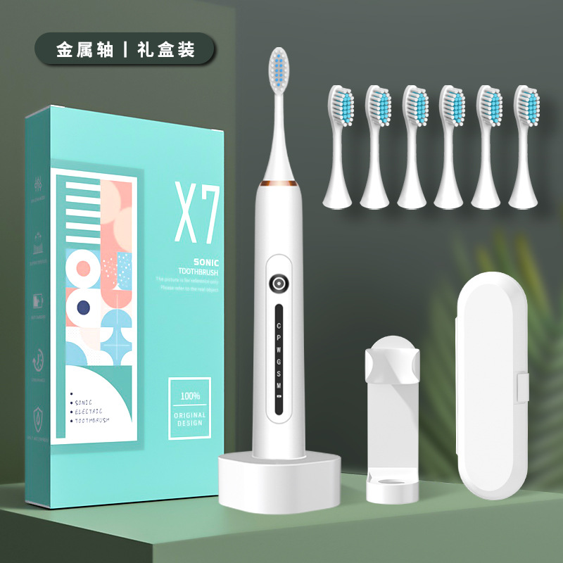 X-7 화이트 칫솔모 6개 + 스탠드 + 베이스 + 여행용 박스