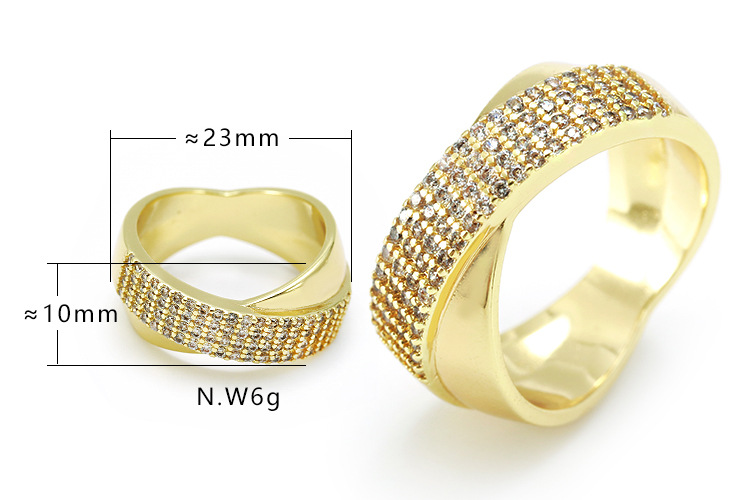 Wholesale Simple Geometric Gold-plated Copper Zircon Ring display picture 1