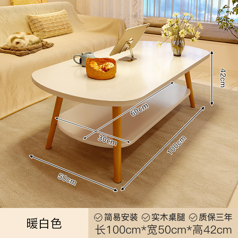 Mesa de té sala de estar simple casa de alquiler dormitorio creativo balcón mesa de té piernas de madera sólida
