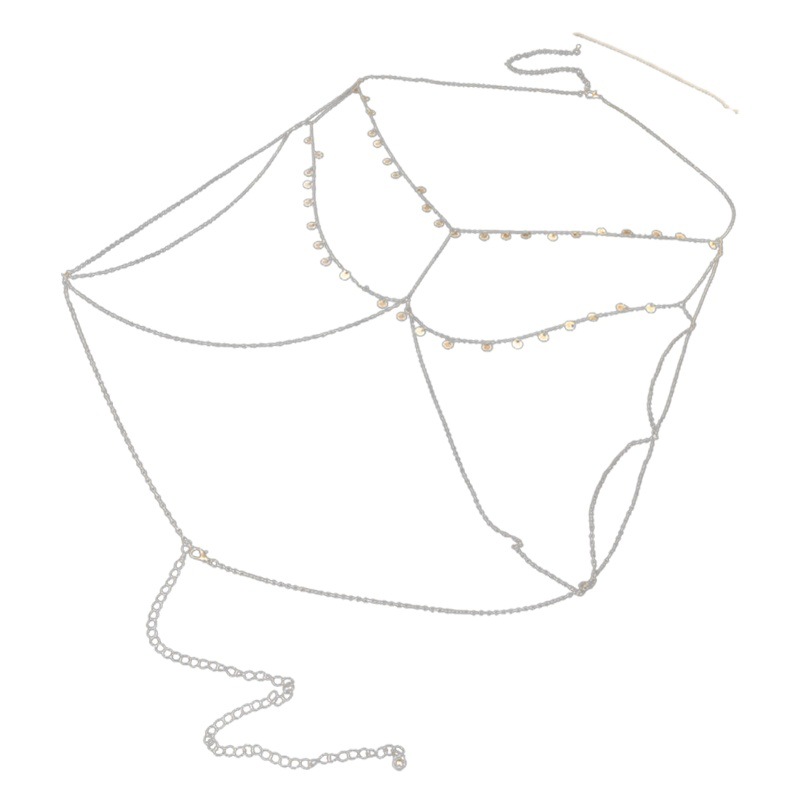 Moda europea y americana de lentejuelas Cadena de pecho estilo de metal personalizado nuevo estilo de cadena de cuerpo exagerado nicho diseño sentido pecho joyería al por mayor para las mujeres