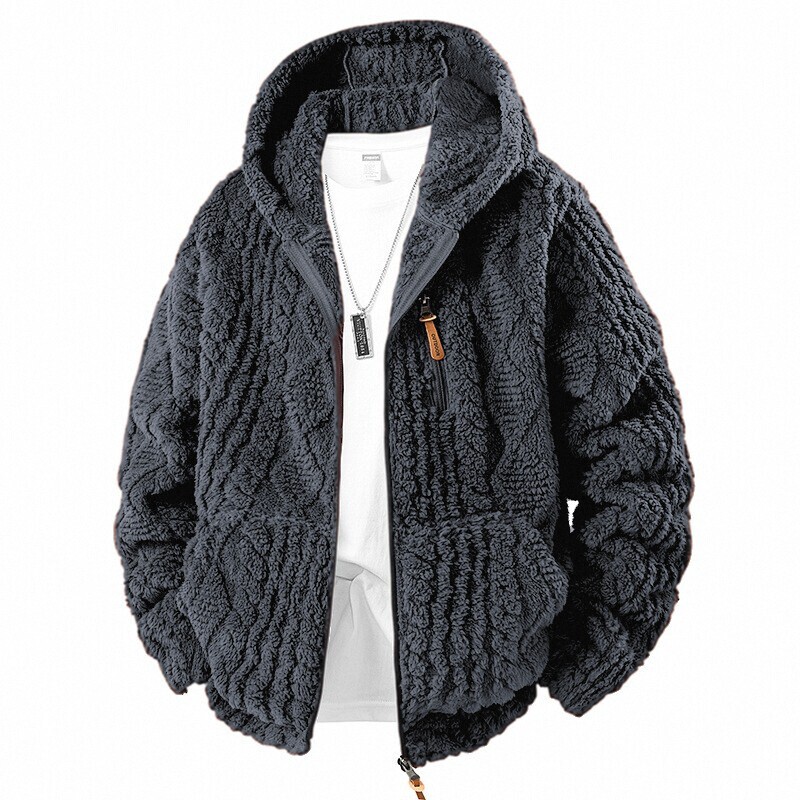 European Size Autumn and Winter Sweater Men's New Hooded Polar Fleece Zipper Fleece-Lined Jacket Trendyy and Handsome Imitation Lamb Wool Jacket European Size Autumn and Winter Sweater Men's New Hooded Polar Fleece Zipper Fleece-Lined Jacket Trendyy and Handsome Imitation Lamb Wool Jacket