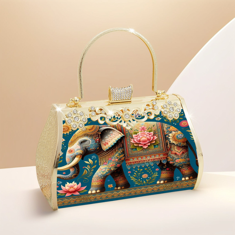 Cross-Border Exclusive Exotic Style Elephant Ethnic Style Rhinestone Decoration Evening Wallet Handbag for Women Cross-Border Exclusive Exotic Style Elephant Ethnic Style Rhinestone Decoration Evening Wallet Handbag for Women