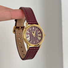 IEKE山茶花圆形小表盘手表女2025新款小众设计复古精致皮带石英表